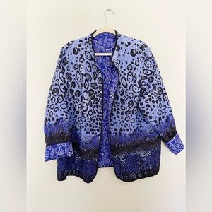 Quilted reversible jacket blue leopard size XL
